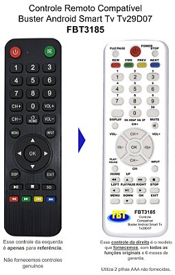 Controle Remoto Compatível Buster Android Smart Tv Tv29D07 FBT3185