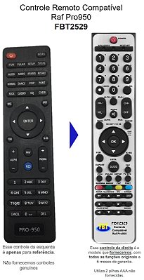 Controle Remoto Compatível Raf Pro950 FBT2529