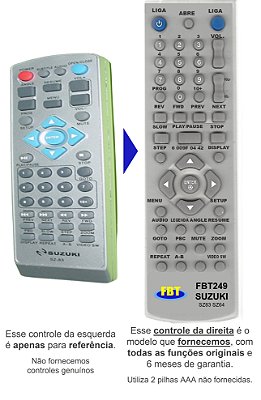 Controle Remoto Compatível com SUZUKI SZ83 SZ64 FBT249