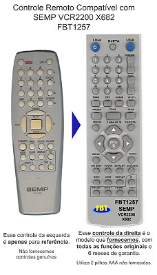 Controle Remoto Compatível com SEMP VCR2200 X682 FBT1257