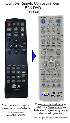 Controle Remoto Compatível com BAK DVD FBT1140
