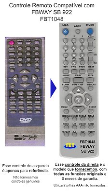 Controle Remoto Compatível com FBWAY SB 922 FBT1048