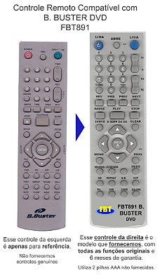 Controle Remoto Compatível com B. BUSTER DVD FBT891