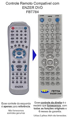 Controle Remoto Compatível com ENZER DVD FBT784