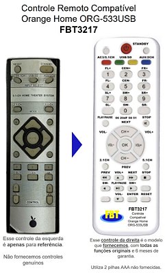 Controle Remoto Compatível Orange Home ORG-533USB FBT3217