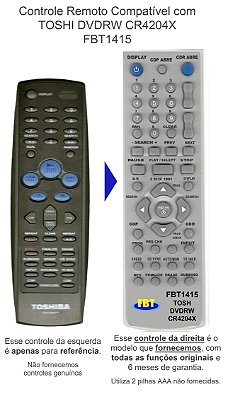 Controle Remoto Compatível com TOSHI DVDRW CR4204X FBT1415