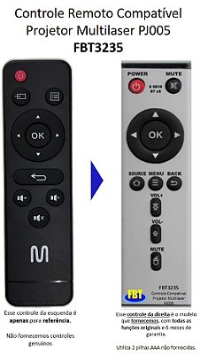 Controle Compatível Com Projetor Multilaser Pj005 Fbt3235
