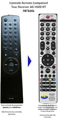 Controle Remoto Compatível Teac Receiver AG H600 NT FBT3241