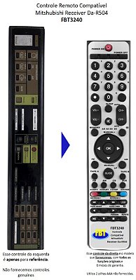 Controle Remoto Compatível Mitshubishi Receiver Da-R504 FBT3240