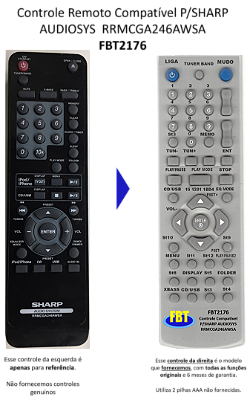 Controle Compatível P/SHARP AUDIOSYS  RRMCGA246AWSA FBT2176