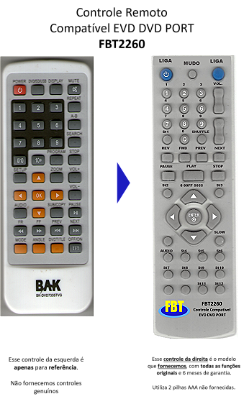 Controle Remoto Compatível EVD DVD PORT FBT2260