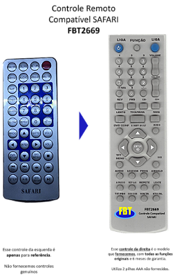 Controle Remoto Compatível SAFARI FBT2669