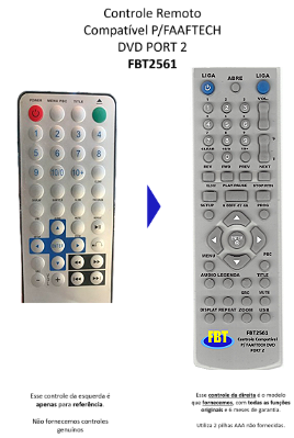 Controle Remoto Compatível P/FAAFTECH DVD PORT 2 FBT2561