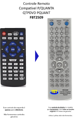 Controle Remoto Compatível P/QUANTA QTPDVD PQUANT FBT2509