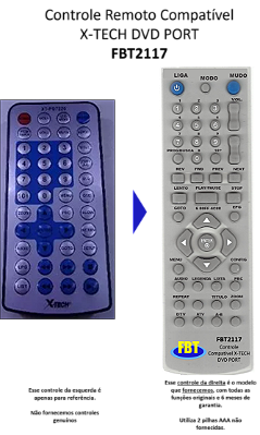 Controle Remoto Compatível X-TECH DVD PORT FBT2117