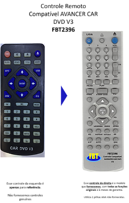 Controle Remoto Compatível AVANCER CAR DVD V3 FBT2396