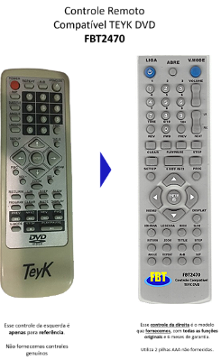 Controle Remoto Compatível TEYK DVD FBT2470