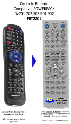 Controle Compatível POWERPACK Dv701 702 703 901 902 FBT2201