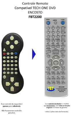 Controle Compatível TECH ONE DVD ENCOSTO FBT2200