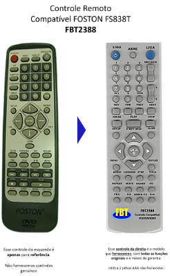 Controle Remoto Compatível FOSTON FS838T FBT2388