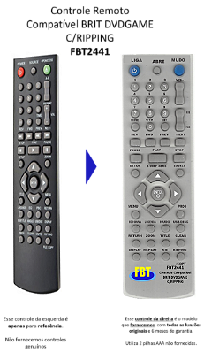 Controle Remoto Compatível BRIT DVDGAME C/RIPPING FBT2441