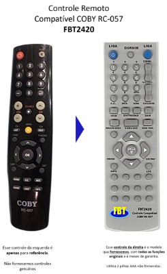 Controle Remoto Compatível COBY RC-057 FBT2420