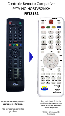 Controle Remoto Compatível P/TV HQ HQSTV32NKH FBT3132