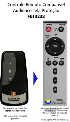 Controle Remoto Compatível TELA AUDIENCE FBT3238