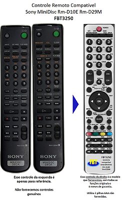 Controle Remoto Compatível Sony MiniDisc Rm-D10E Rm-D29M FBT3250