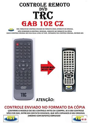 Controle Remoto Compatível - para DVD TRC GAB 102 CZ