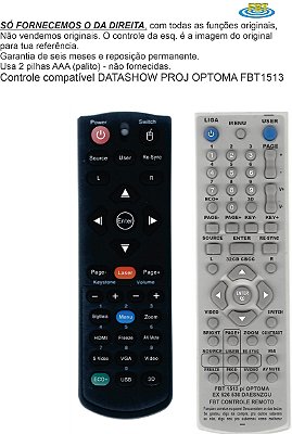 Controle Remoto Compatível - para Projetor Digital Optoma BR300 / EX526 / 536 / DX609V / EP727 / EP728 / EW1610 / TS721 / TX727 / TX728 / X542 / TX615 / TX762 / EX542 / DS551 / DX551 / TS551 / TX551 / TX631-3D / AND TW631-3D