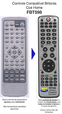 Controle Remoto Compatível - para DVD CCE C/ BASS E TREBLE FBT598