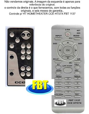Controle Compatível CCE DCS 57 RX Hometheater FBT1137