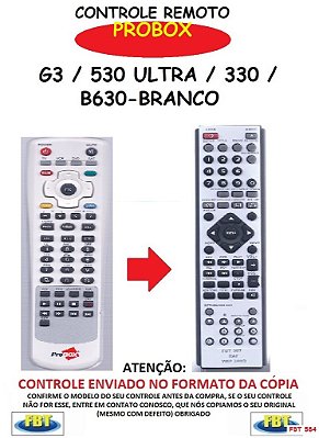 Controle Remoto Compatível para RECEPTOR DE TV Digital PROBOX G3 / 530 ULTRA / 330 / B630-BRANCO