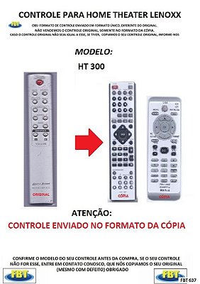 Controle Remoto Compatível - para Home THEATER Lenoxx Sound HT-300