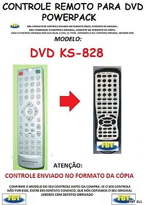 Controle Remoto Compatível - DVD POWERPACK KS 828