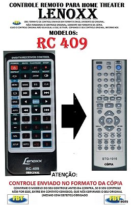 Controle Remoto Compatível - Home THEATER Lenoxx RC 409