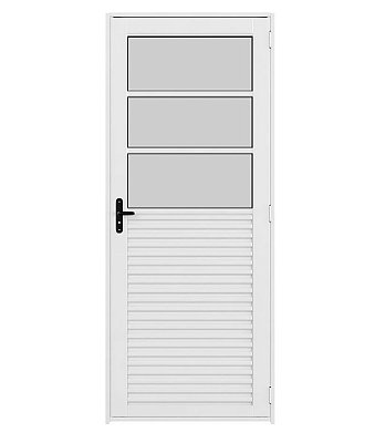 Porta de alumínio com vidros fixo branca maxx esquerda - 2,10x0,80m