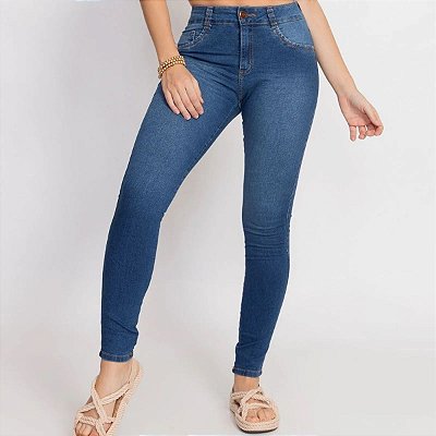 Calça Jeans Feminina Cintura Media Skinny Biotipo Azul