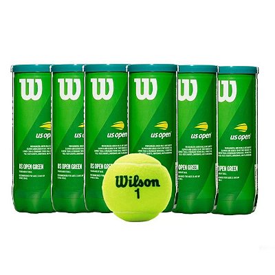 Kit com 6 Tubos Bola Tênis Wilson Us Open Starter Verde