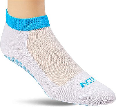Meia para Pilates Acte Sports - Branco Turquesa - 34/38