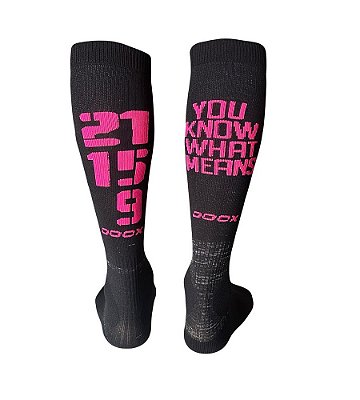 Meião de Cross Training Doox - You Know What Means - Preto/Rosa- 35-41