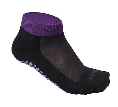 Par de Meias para Pilates - Preto com Roxo- Tam 34-38