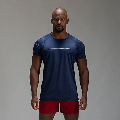 Camiseta Dry Fit Line Move Marinho Ashir - Alpha Co