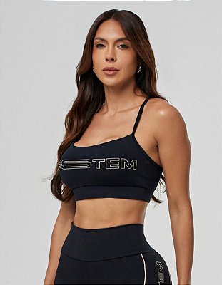Top Média Sustentação Shape Juju Preto - Preto