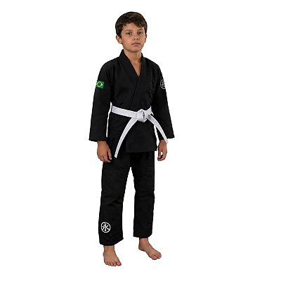 Kimono Juvenil Trançado Keiko Jiu-Jitsu Preto Unissex