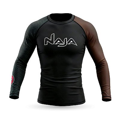 Rash Guard Naja Snake Manga Longa Compressão Jiu Jitsu BJJ - Preto/Marrom