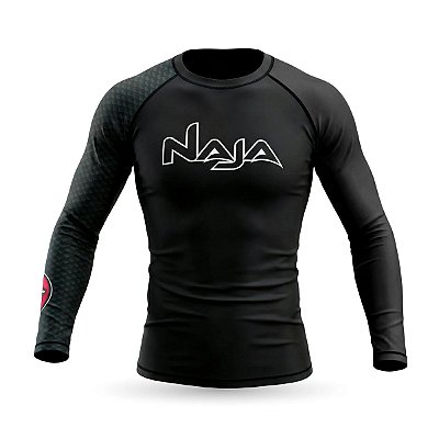 Rash Guard Naja Snake Manga Longa Compressão Jiu Jitsu BJJ - Preto
