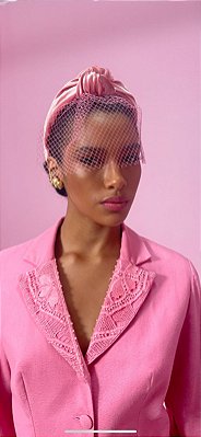 JC Tiara com Voilette Pink Reine