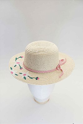 JC Chapéu Florescer — Petit Lúmina (Bege com Laço Rosa)